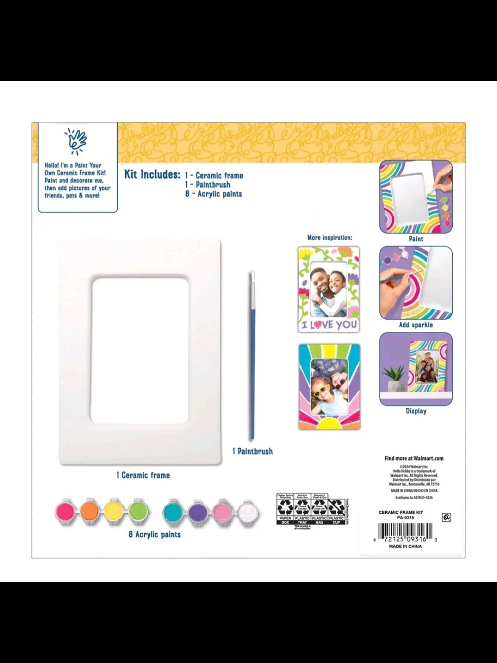 Paint Your Own Ceramic Frame - Multicolor Rainbow Design